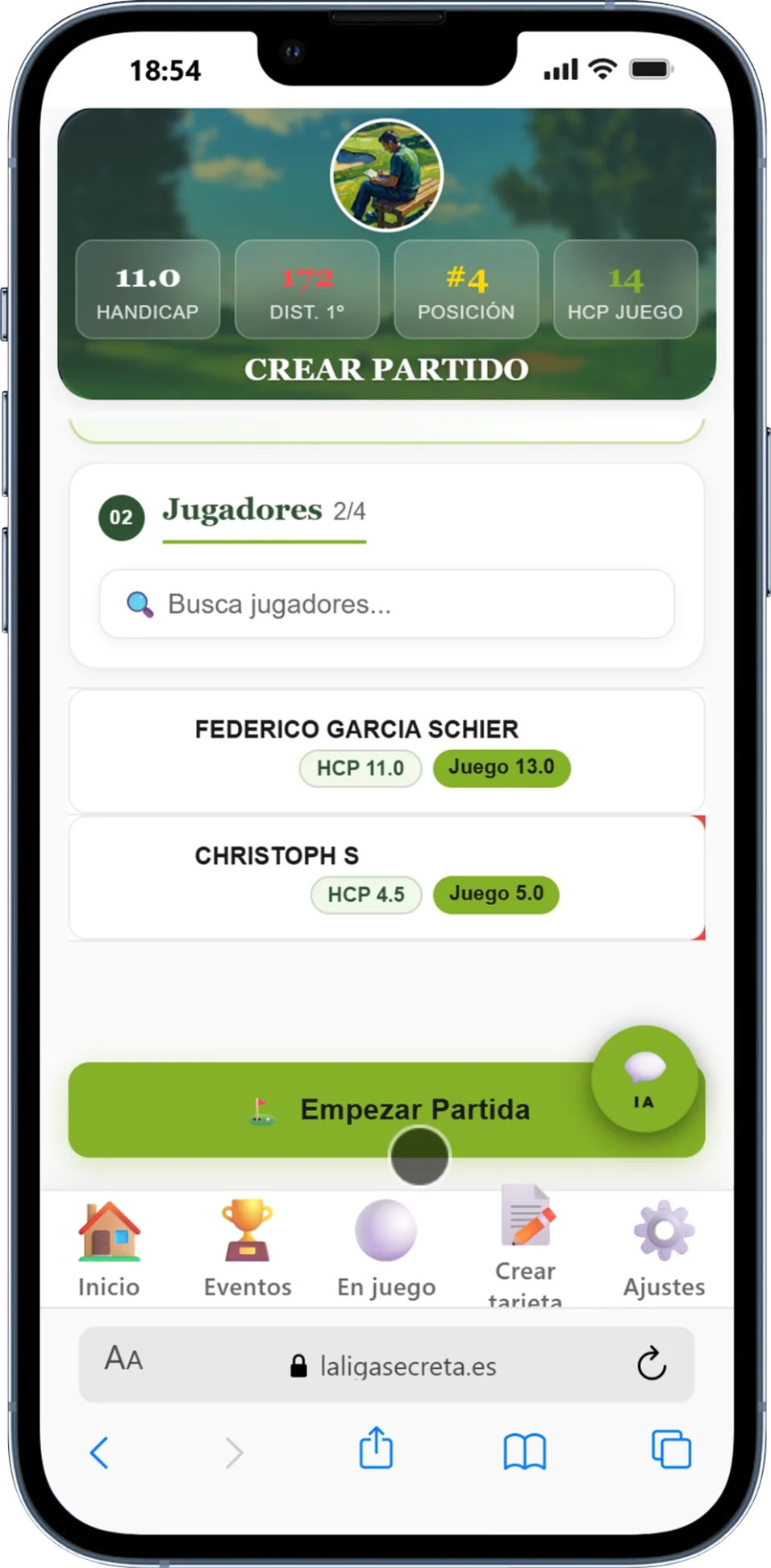Añadir jugadores a la partida